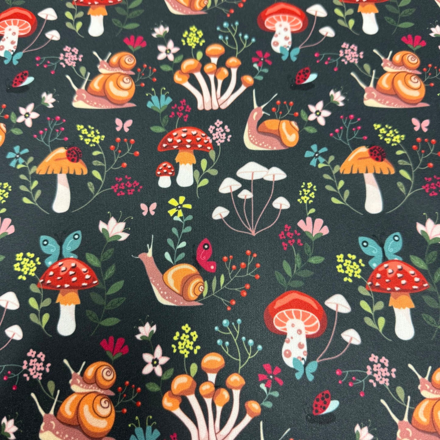Snails and Mushrooms 1 mil PUL Fabric - Made in the USA