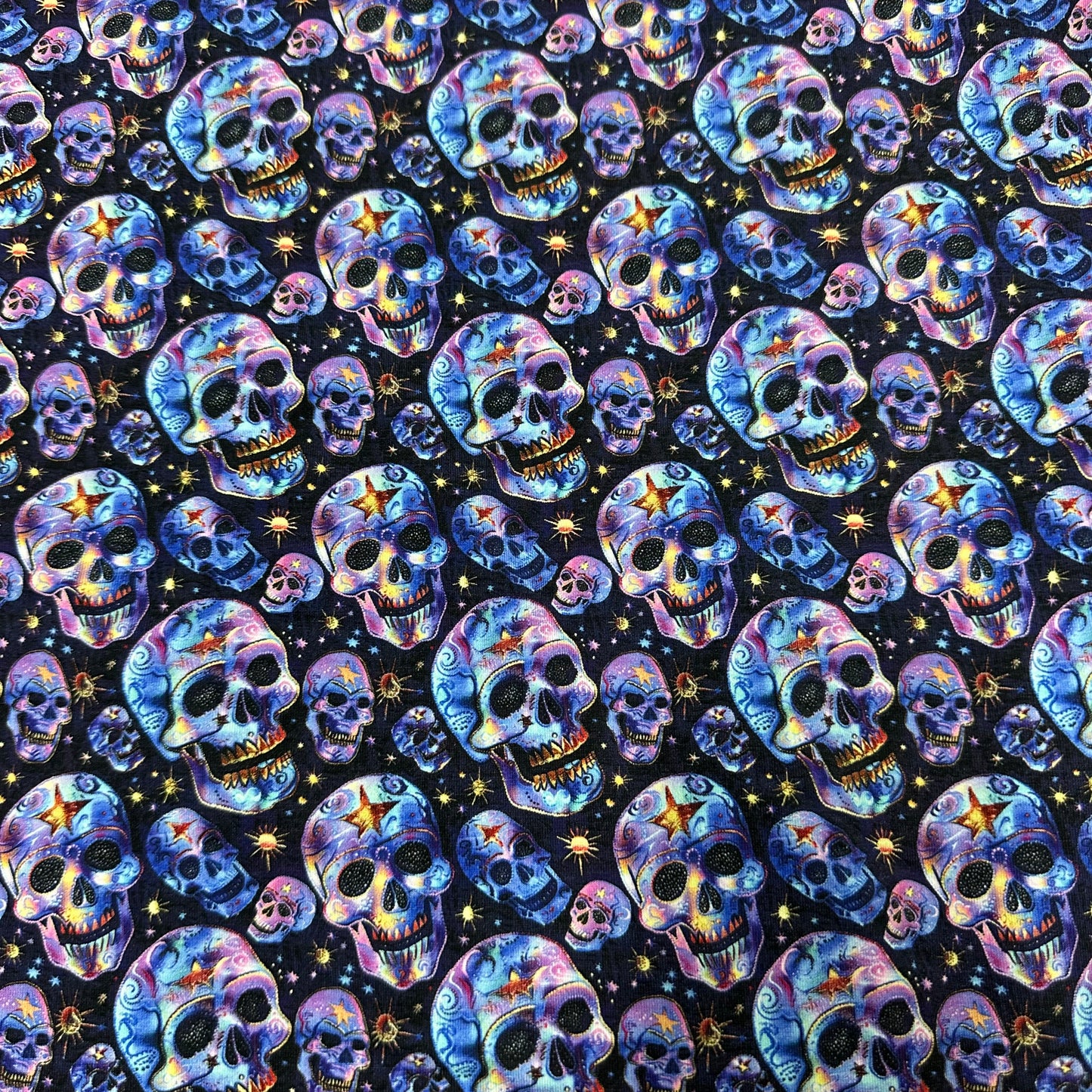 Iridescent Skulls on Bamboo/Spandex Jersey Fabric