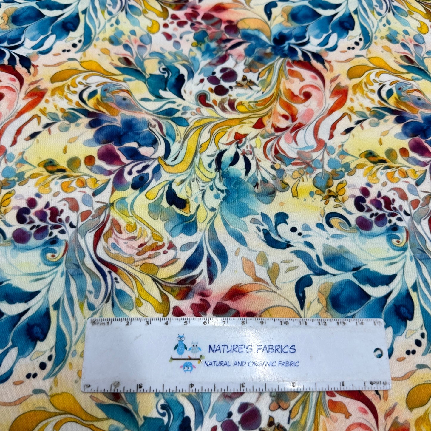 Floral Swirl Art 1 mil PUL Fabric - Made in the USA