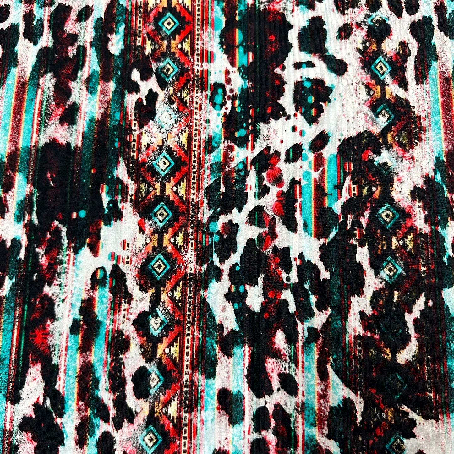 Cowhide Aztec on Bamboo/Spandex Jersey Fabric