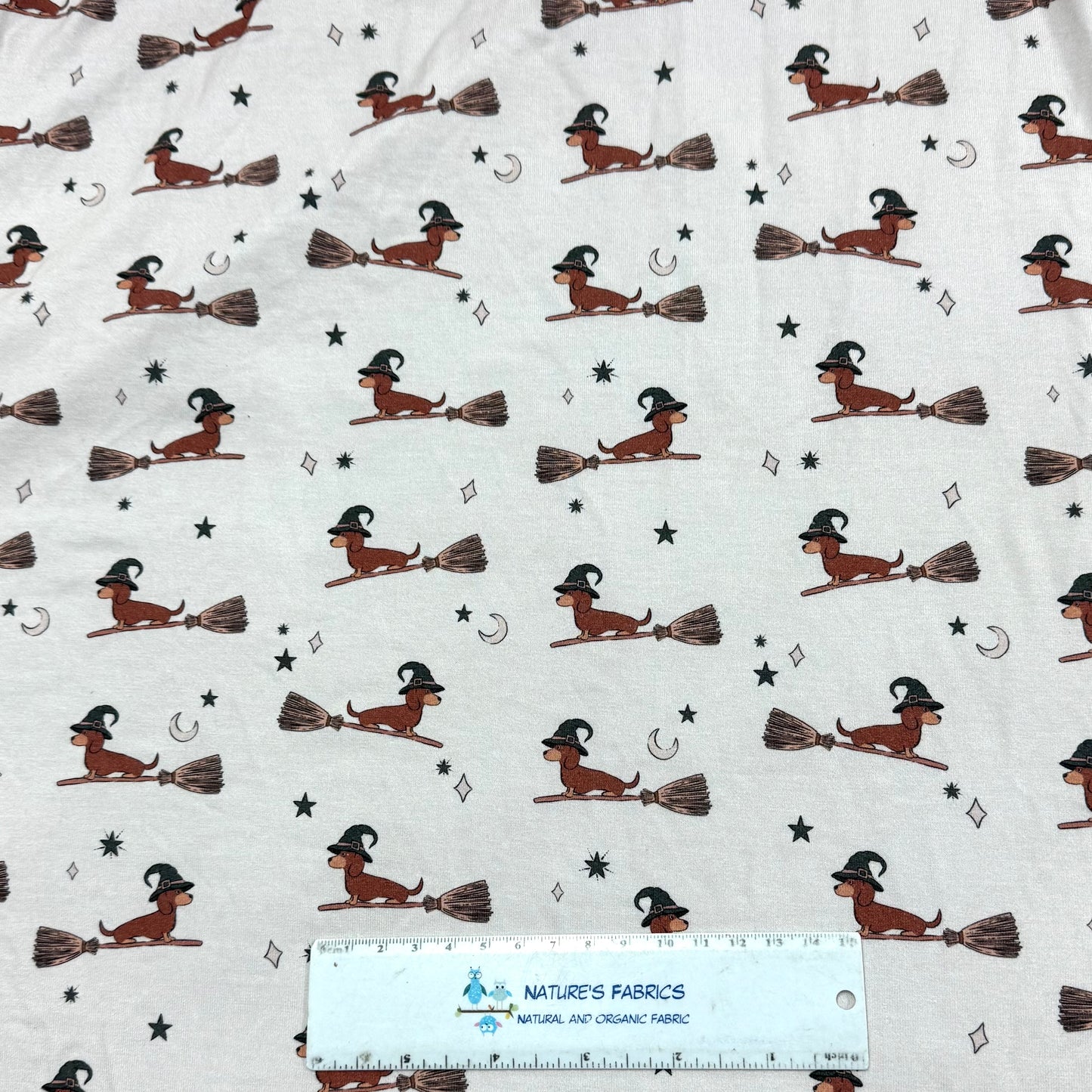 Witch Dogs on Bamboo/Spandex Jersey Fabric - 200 GSM