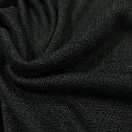 Charcoal Heather Merino Wool Blend Jersey Fabric