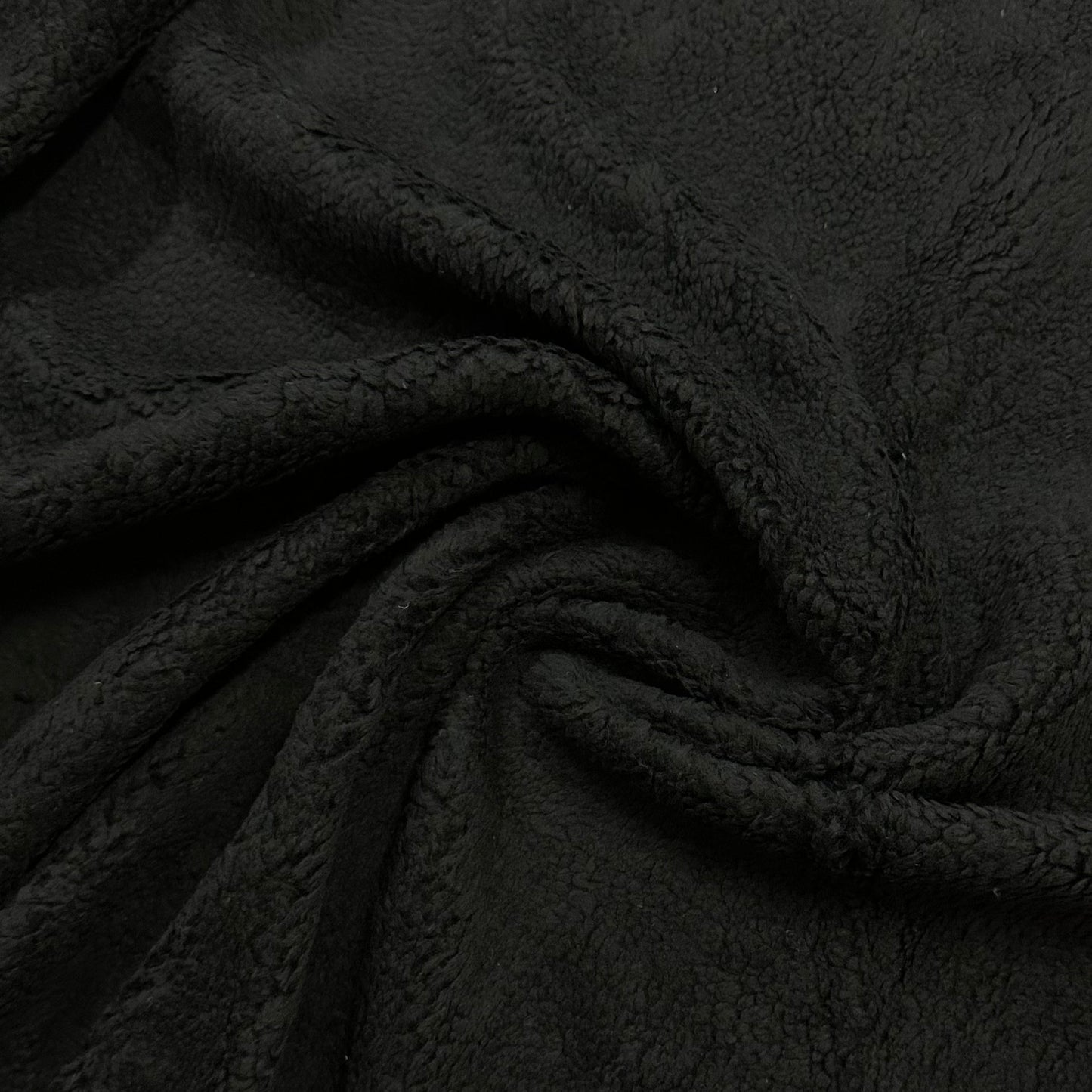 Black Heavy Organic Cotton Sherpa Fabric - 600 GSM