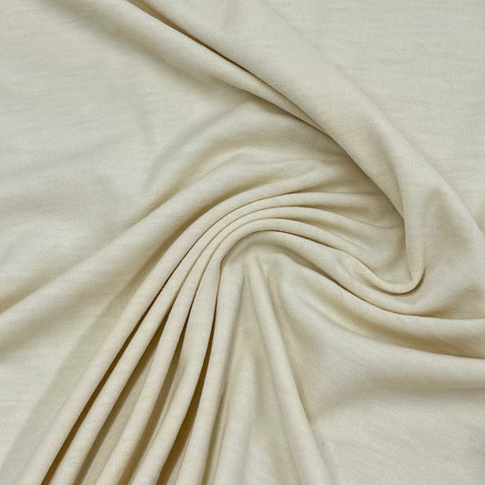 Natural 97% Organic Merino Wool and 3% Spandex Jersey Fabric