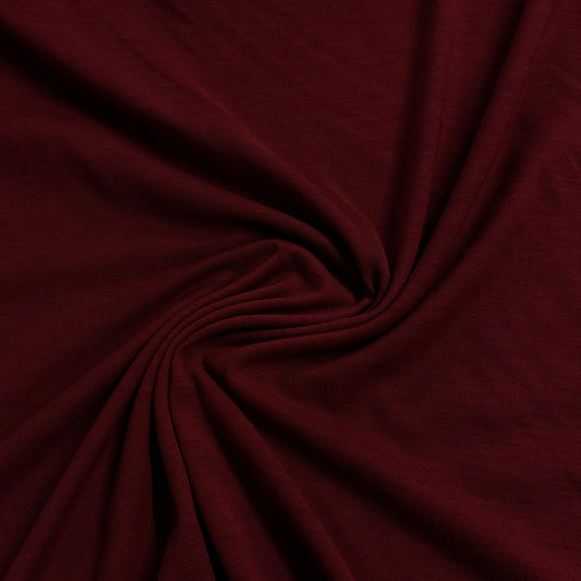 Dark Red 100% Merino Wool Jersey Fabric - 150 GSM