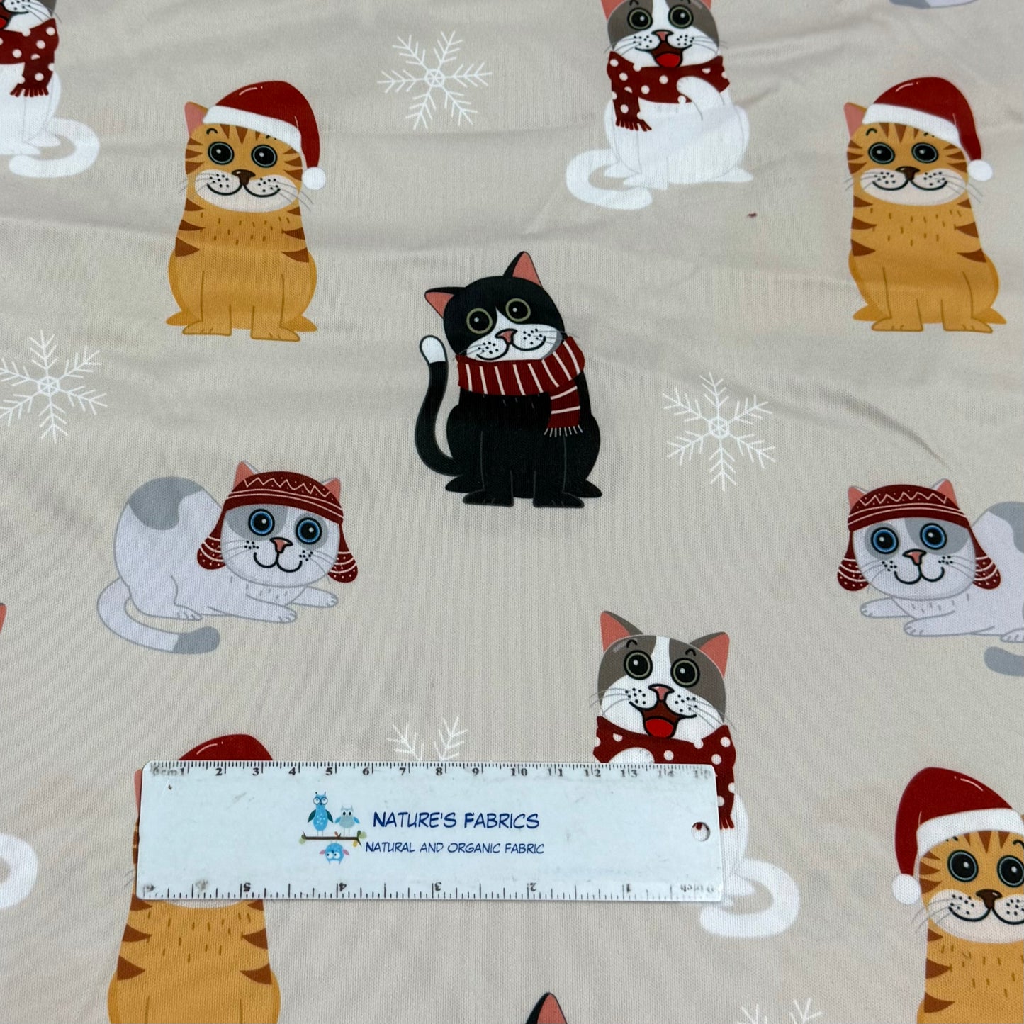 Christmas Cats on 1 mil PUL Fabric - Made in China- Seconds