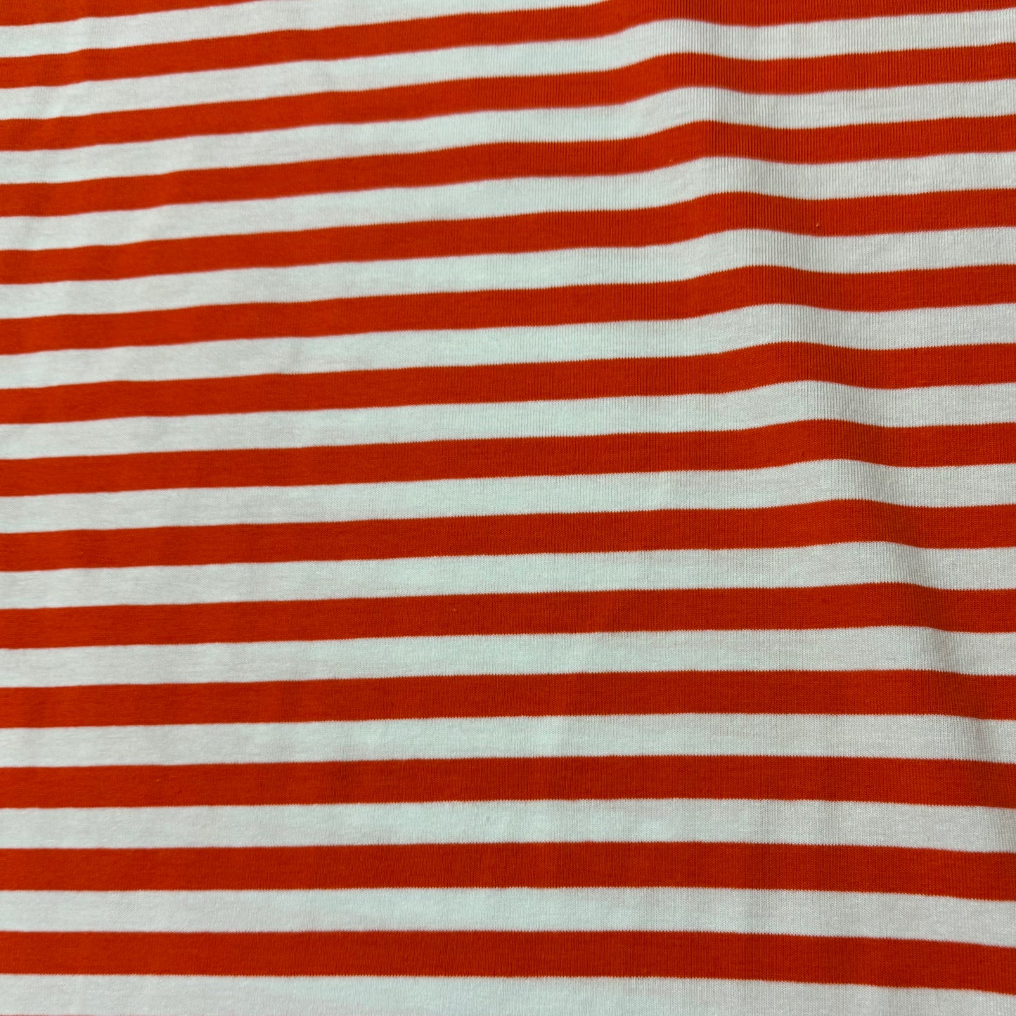 Orange and White 3/8" Stripes on Cotton/Spandex Jersey Fabric