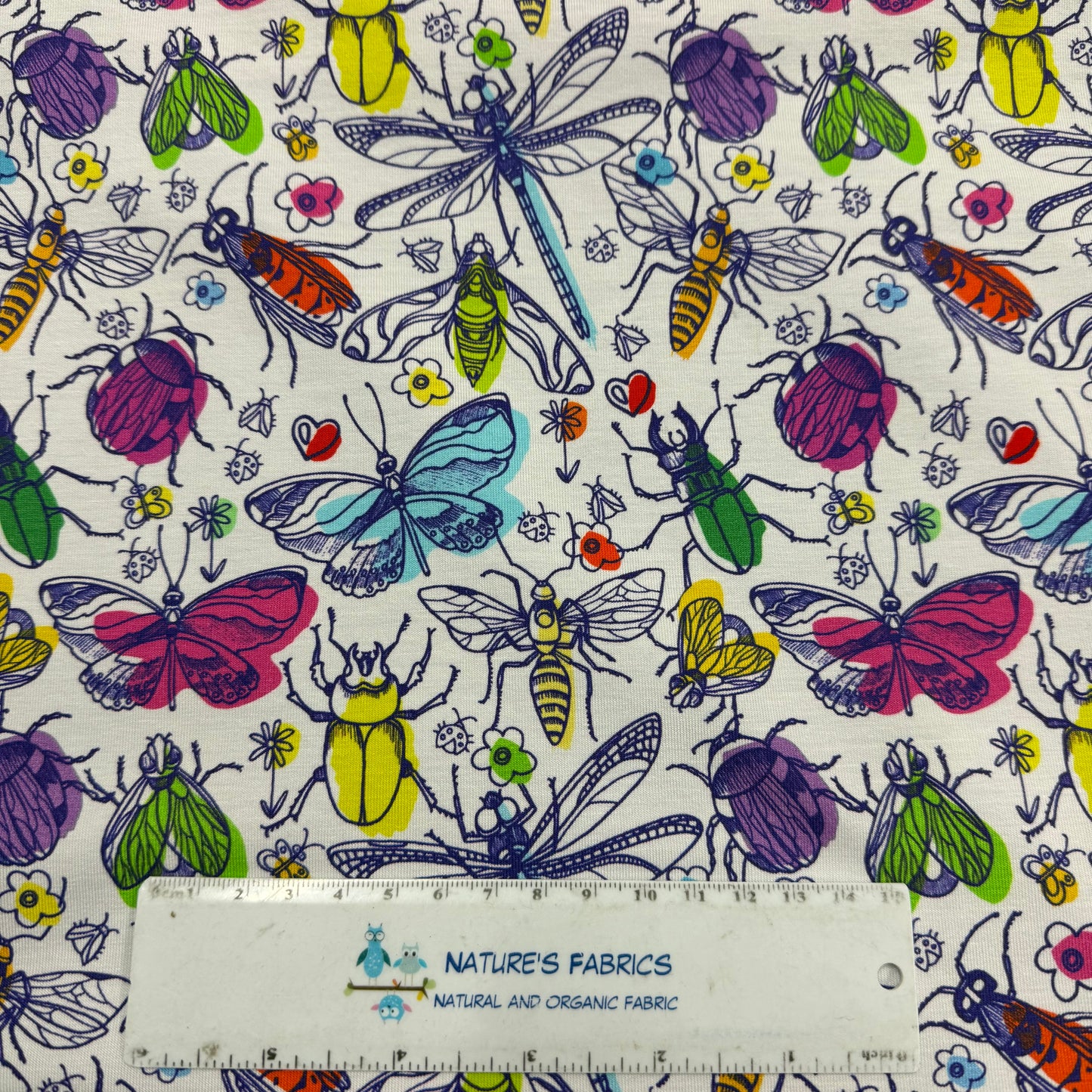 Backyard Bugs on Bamboo/Spandex Jersey Fabric