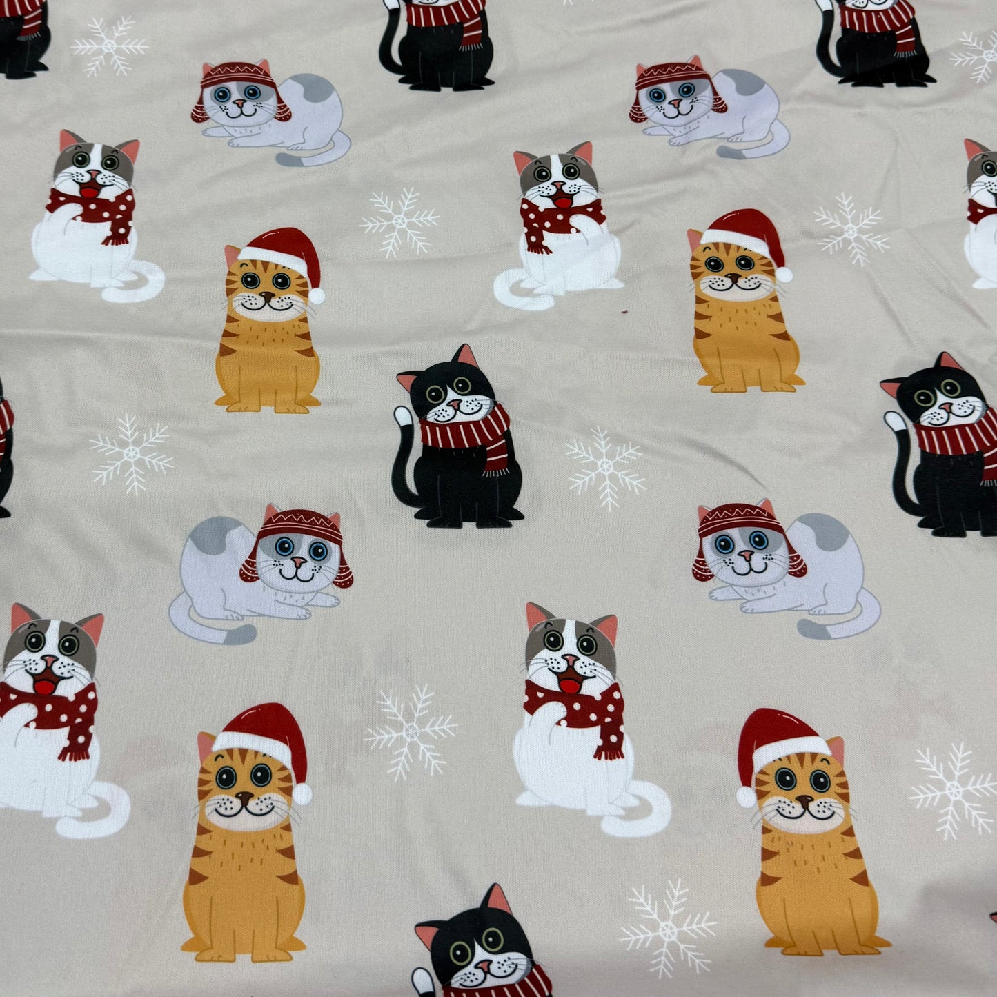 Christmas Cats on 1 mil PUL Fabric - Made in China- Seconds