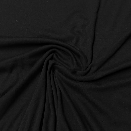 Black Cotton Rib Knit Fabric - 200 GSM