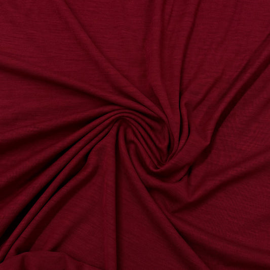 Deep Red 100% Merino Wool Jersey Fabric - 180 GSM