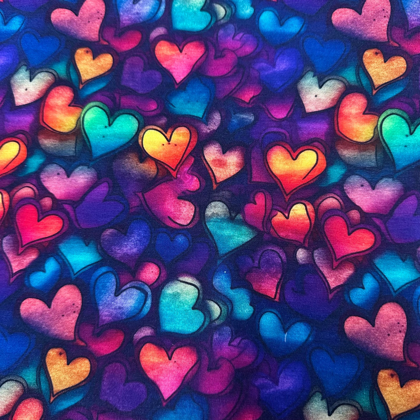 Tossed Ink Hearts on Bamboo/Spandex Jersey Fabric