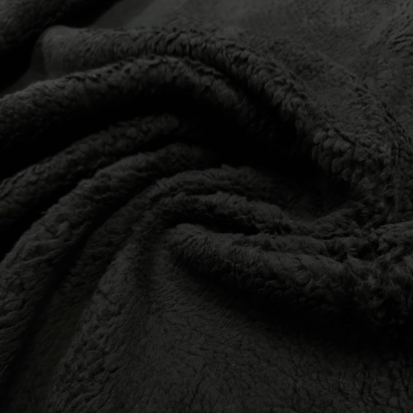 Black Heavy Organic Cotton Sherpa Fabric - 600 GSM