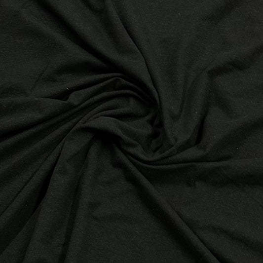 Black Bamboo Hemp Stretch Jersey Fabric - 240 GSM, $13.15/yd, 15 Yards