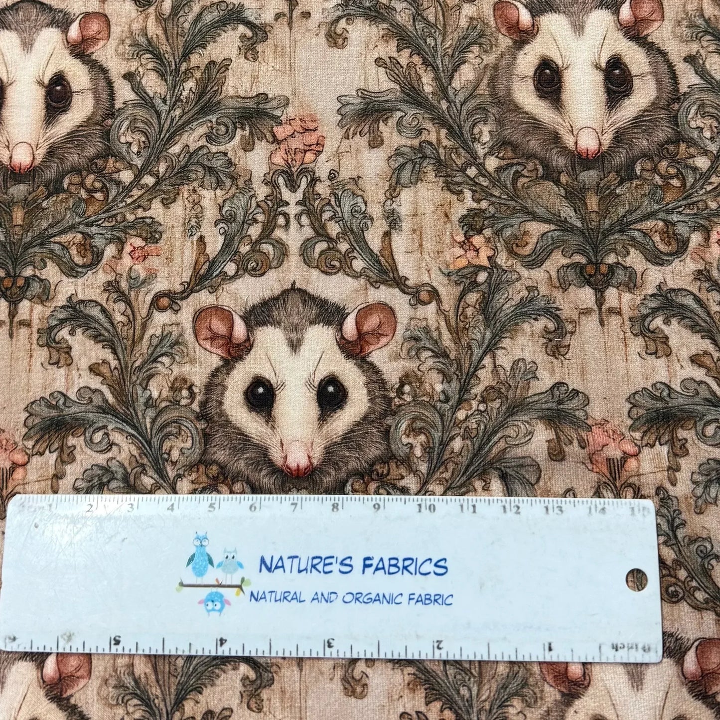 Possums on Bamboo Stretch French Terry Fabric