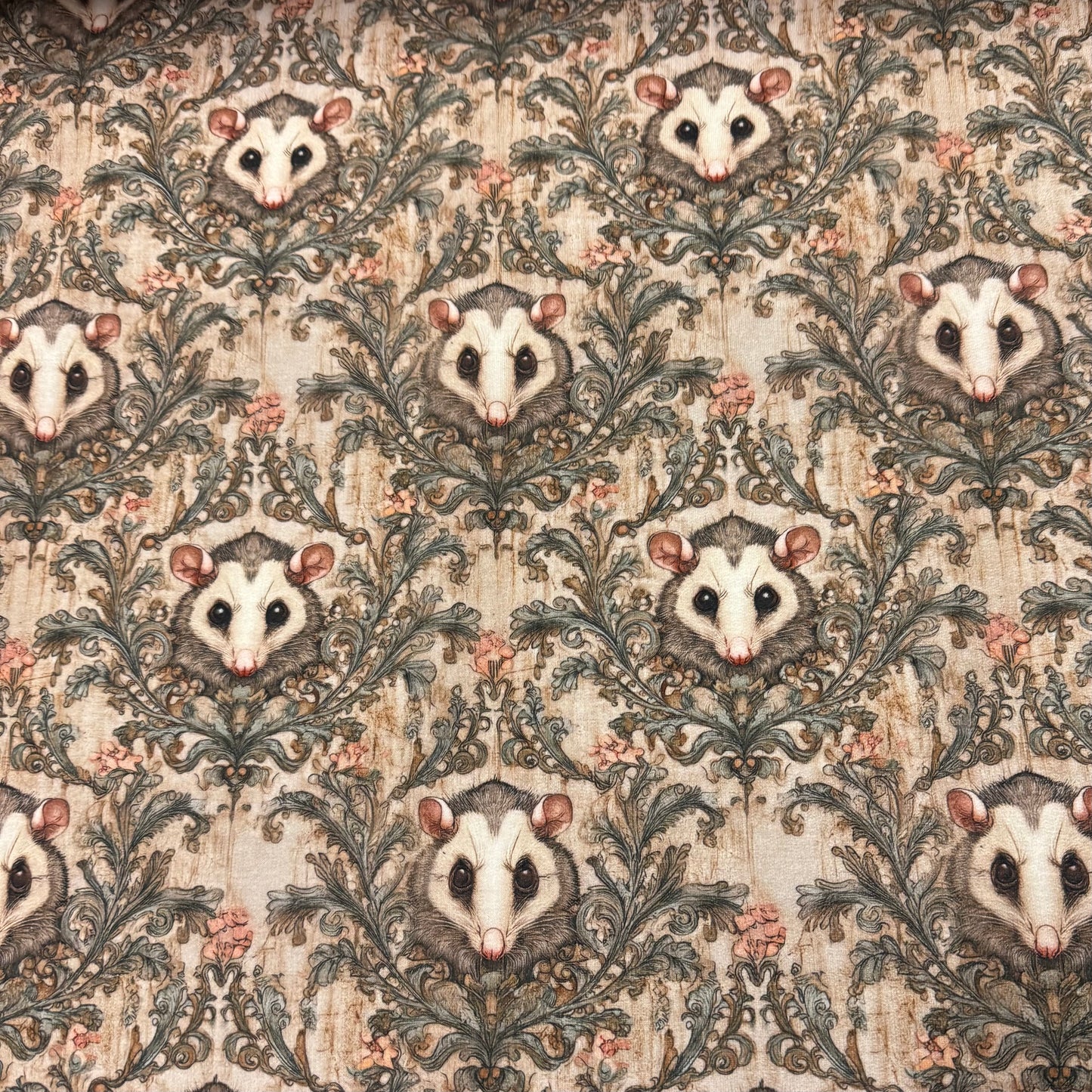 Possums on Organic Cotton Stretch French Terry Fabric