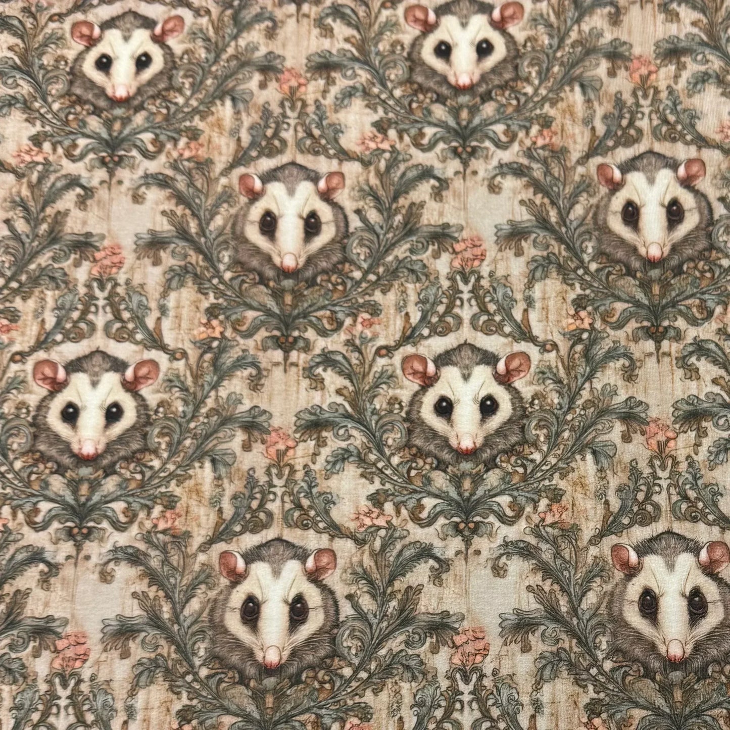 Possums on Bamboo Stretch French Terry Fabric