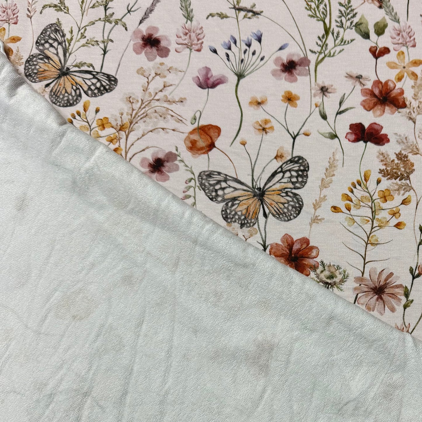 Butterfly Field on Organic Cotton Stretch French Terry Fabrics
