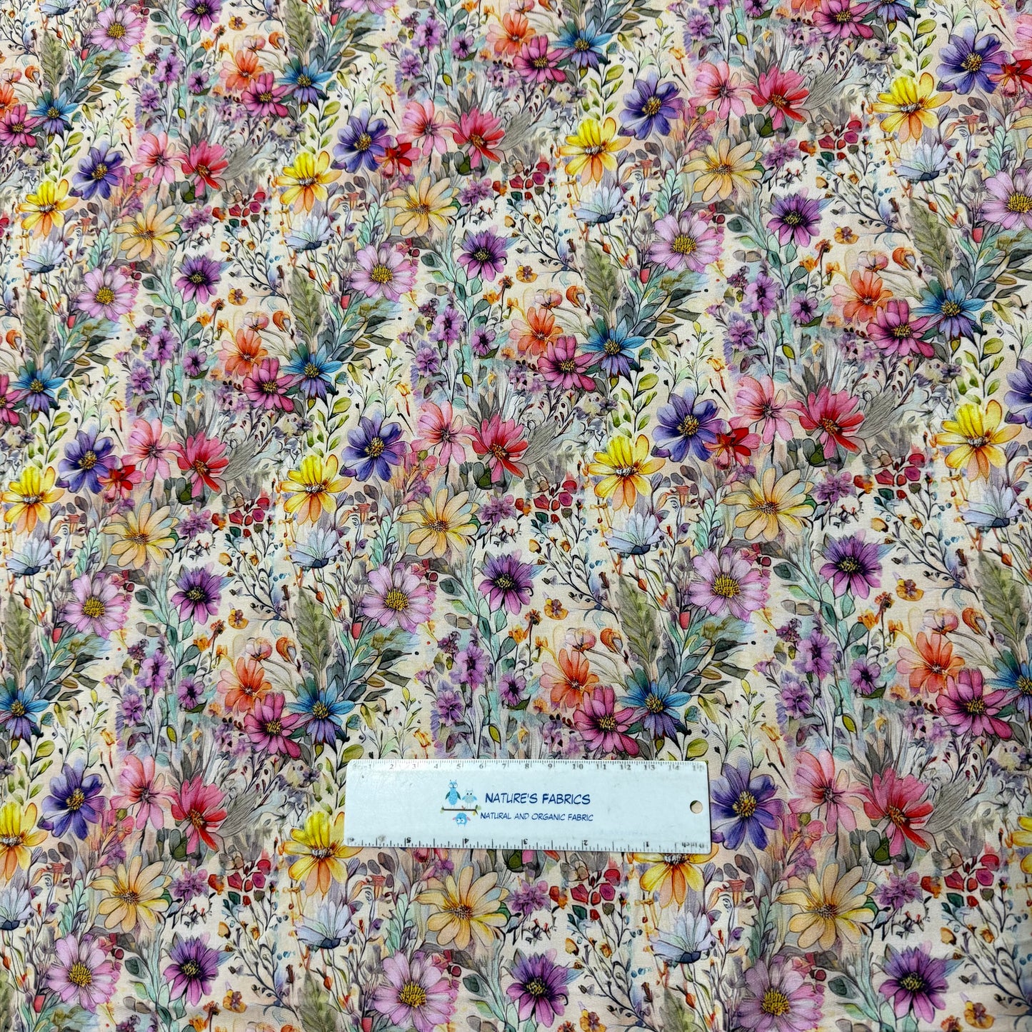 Rainbow Wildflowers on Bamboo Stretch French Terry Fabric