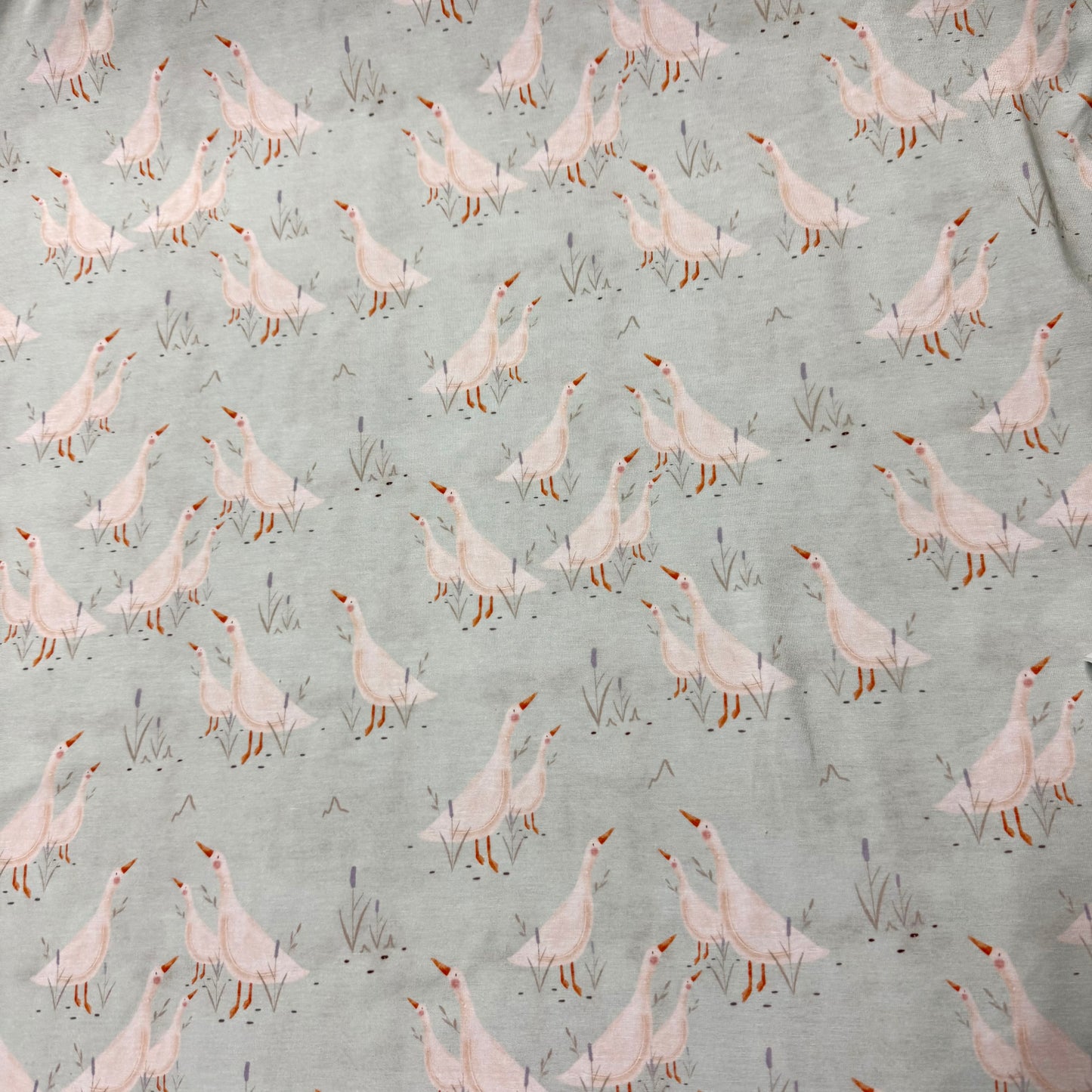 Geese in the Garden on Bamboo Stretch French Terry Fabric