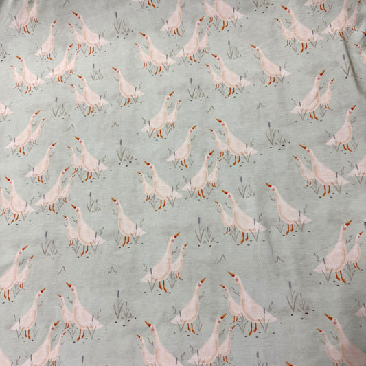 Geese in the Garden on Bamboo Stretch French Terry Fabric
