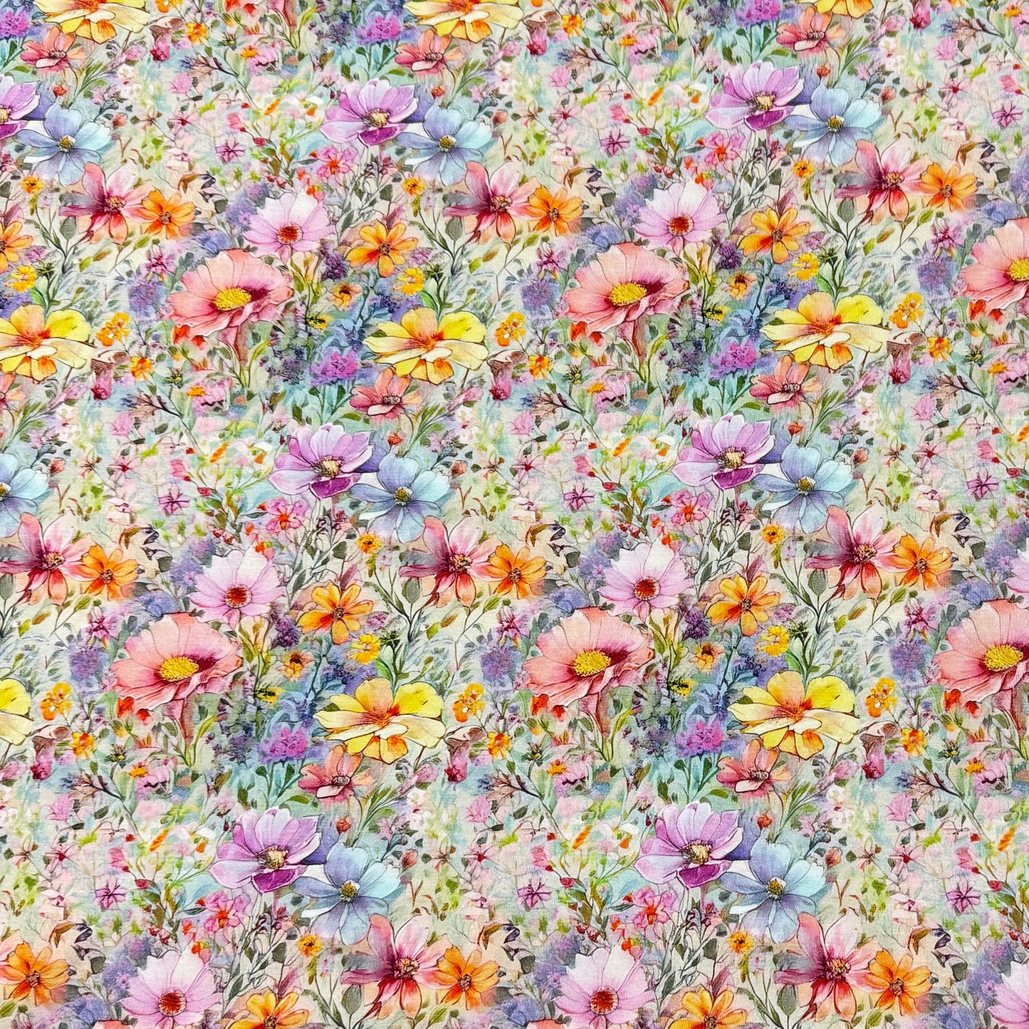 Whimsical Wildflowers on Bamboo Stretch French Terry Fabric