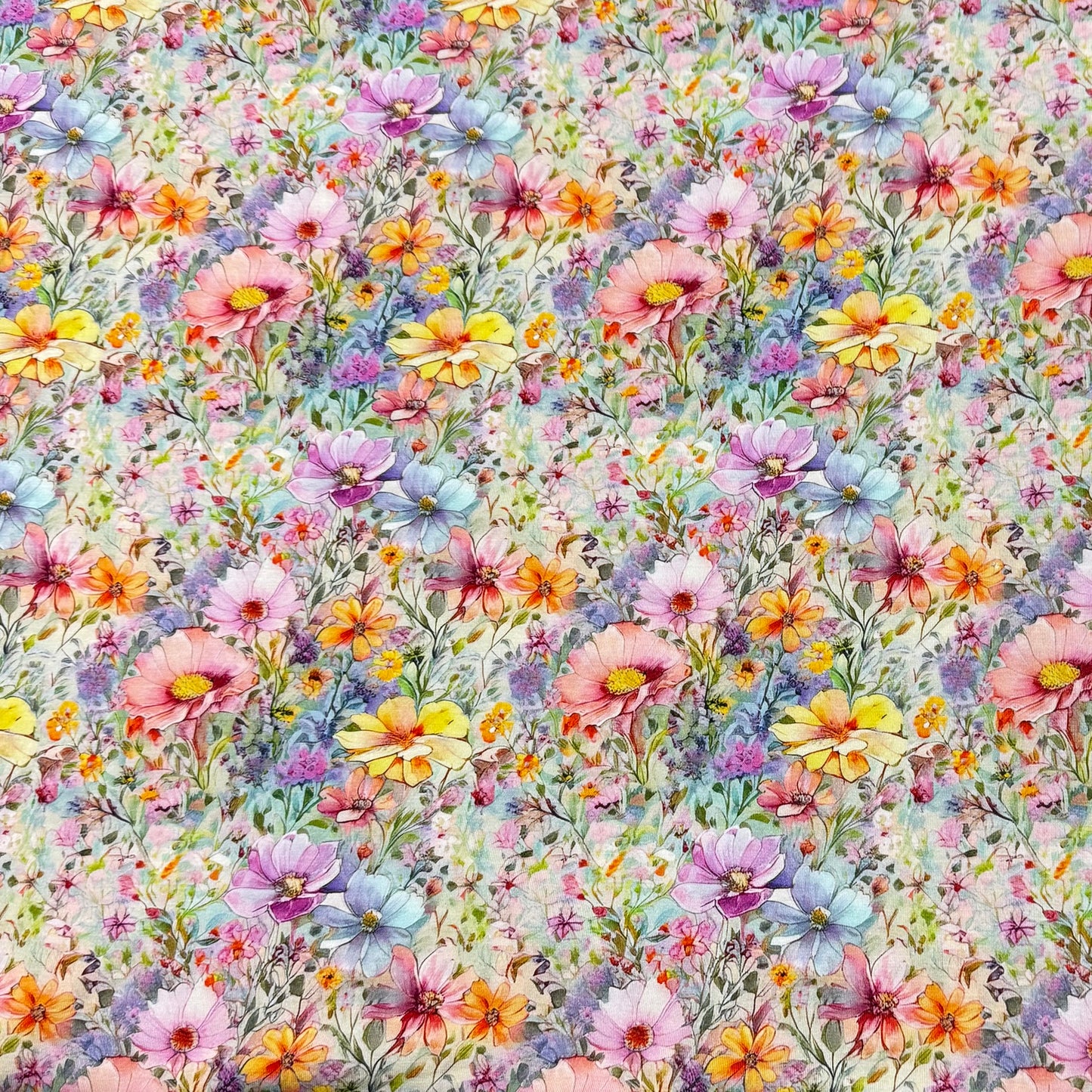 Whimsical Wildflowers on Bamboo Stretch French Terry Fabric