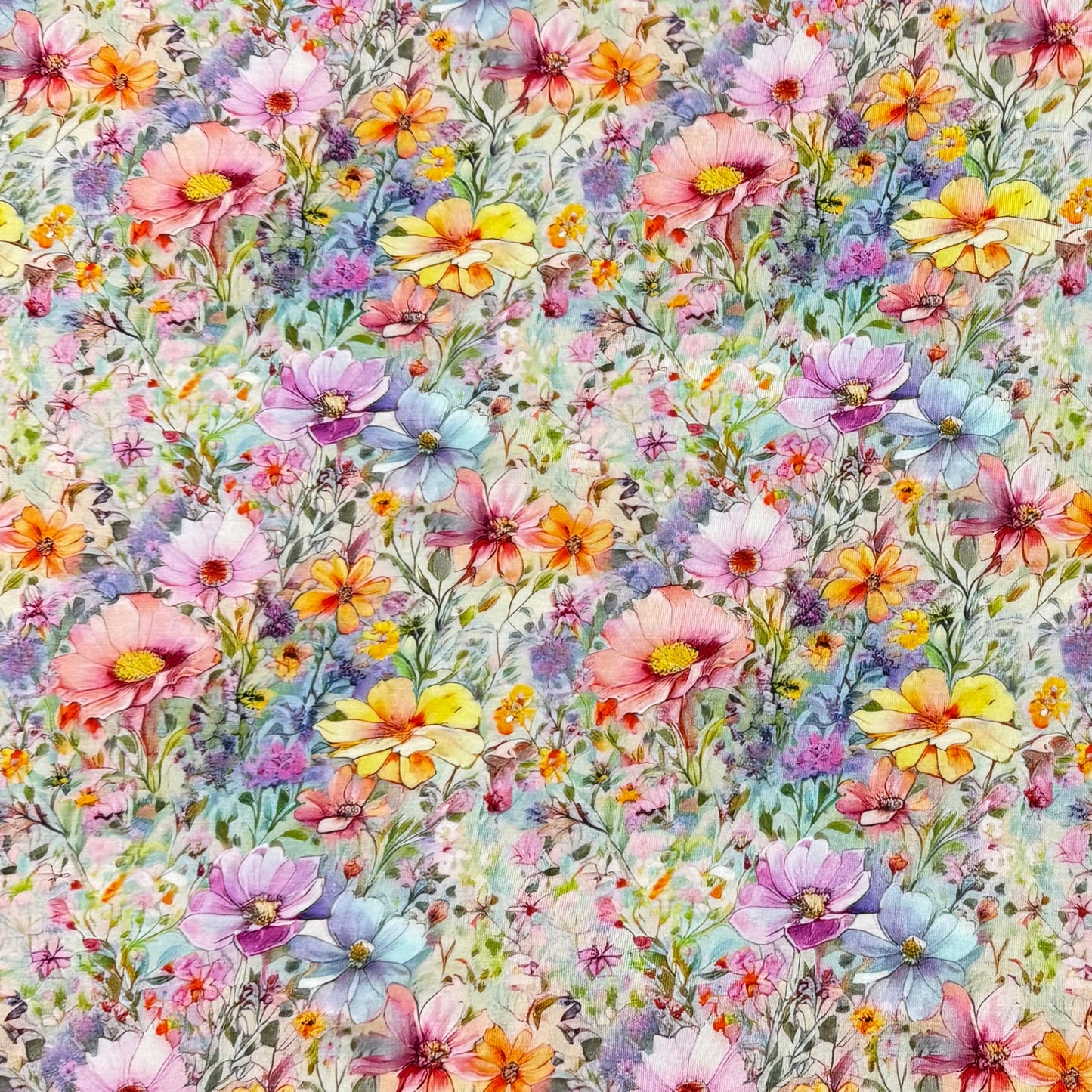 Whimsical Wildflowers on Bamboo Stretch French Terry Fabric