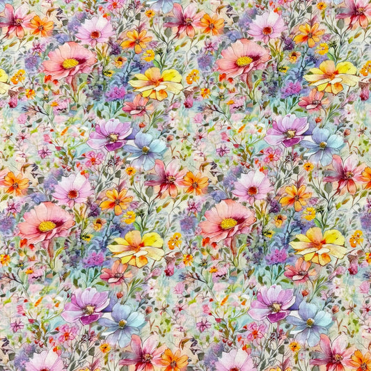 Whimsical Wildflowers on Bamboo Stretch French Terry Fabric