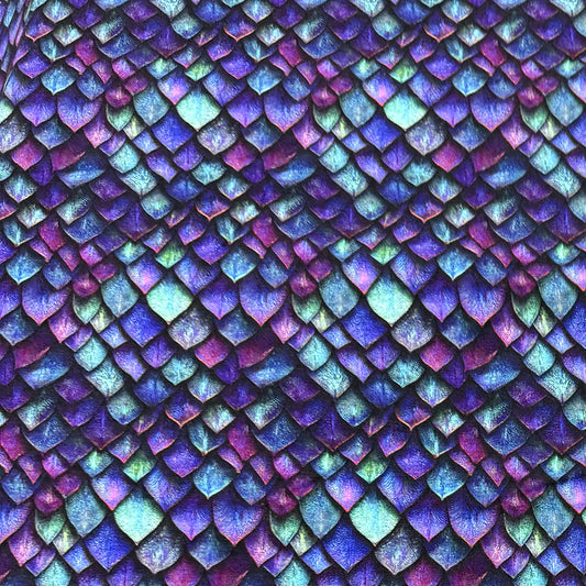 Purple Metal Scales on Organic Cotton/Spandex Jersey Fabric