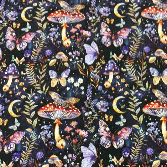 Magical Forest Night on Organic Cotton/Spandex Jersey Fabric