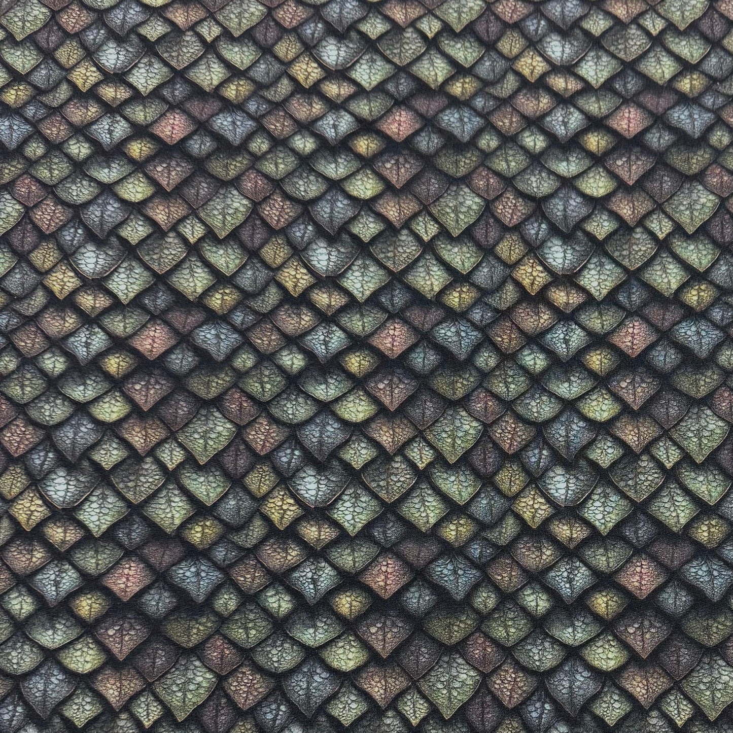 Green Metal Scales on Bamboo/Spandex Jersey Fabrics