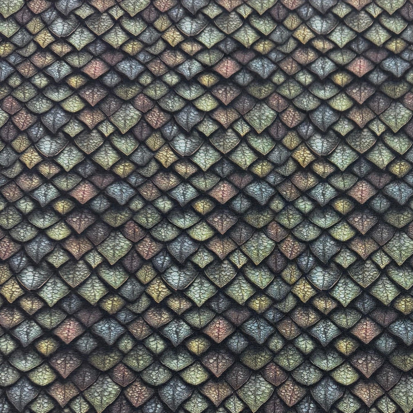 Green Metal Scales on Bamboo/Spandex Jersey Fabrics