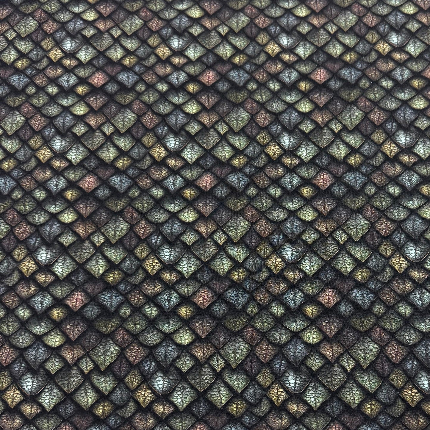 Green Metal Scales on Bamboo/Spandex Jersey Fabrics