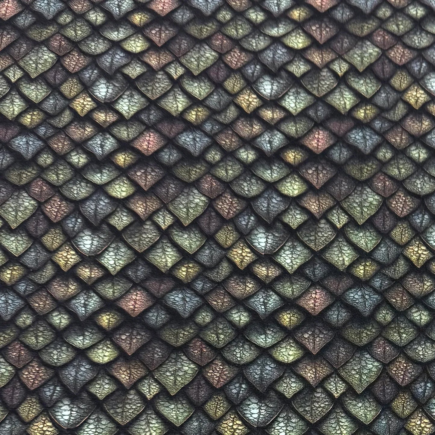 Green Metal Scales on Bamboo/Spandex Jersey Fabrics