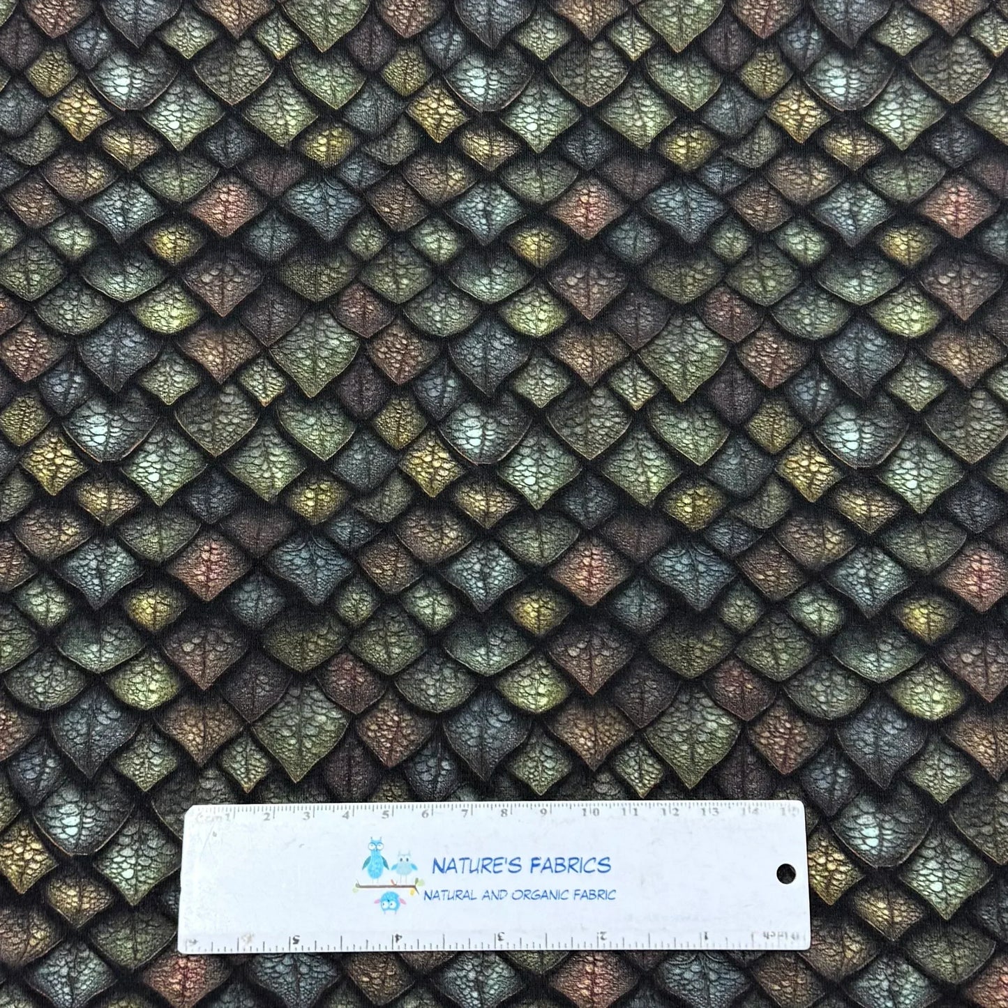 Green Metal Scales on Bamboo/Spandex Jersey Fabrics