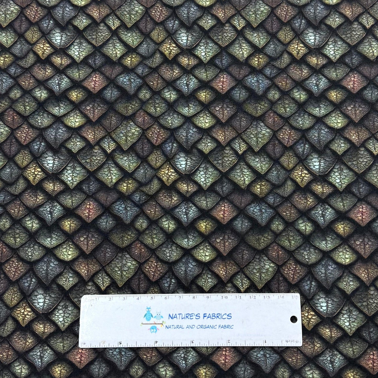 Green Metal Scales on Bamboo/Spandex Jersey Fabrics