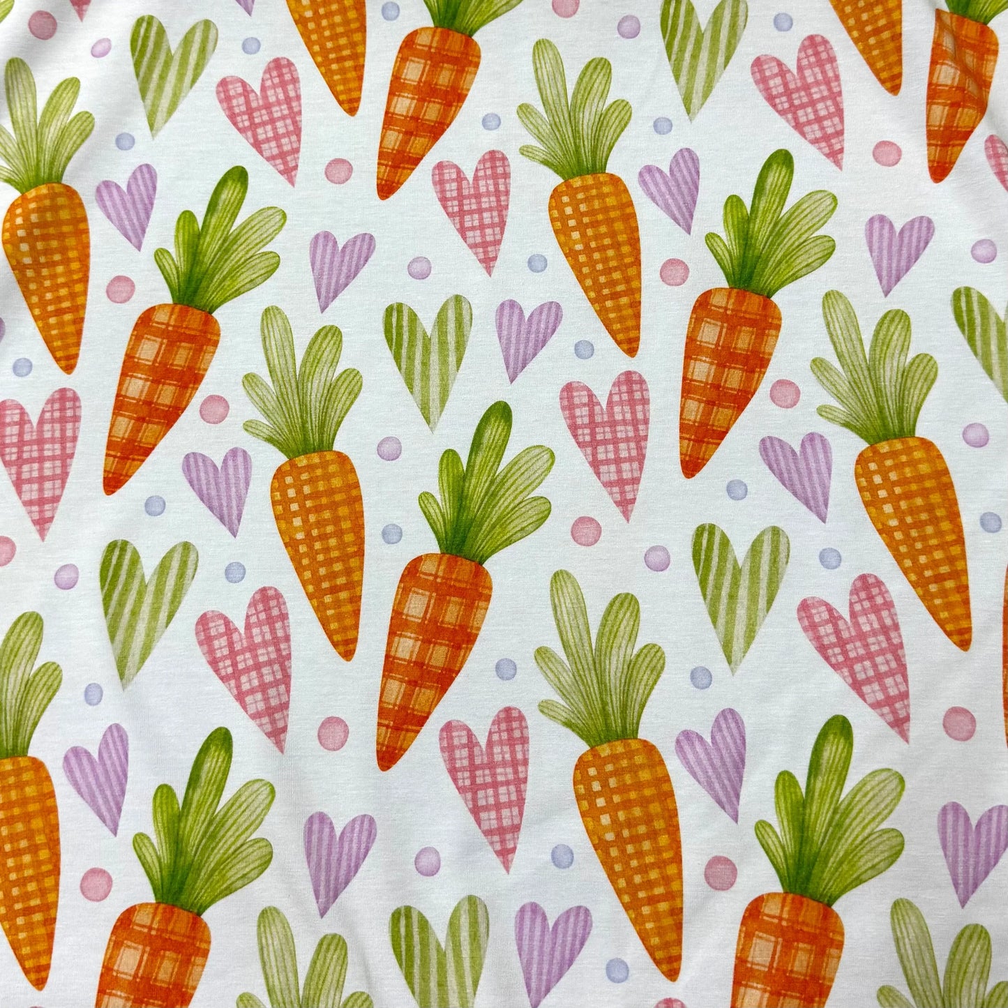 Plaid Carrots on Bamboo/Spandex Jersey Fabric