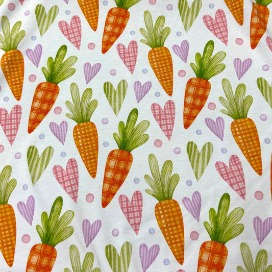Plaid Carrots on Bamboo/Spandex Jersey Fabric