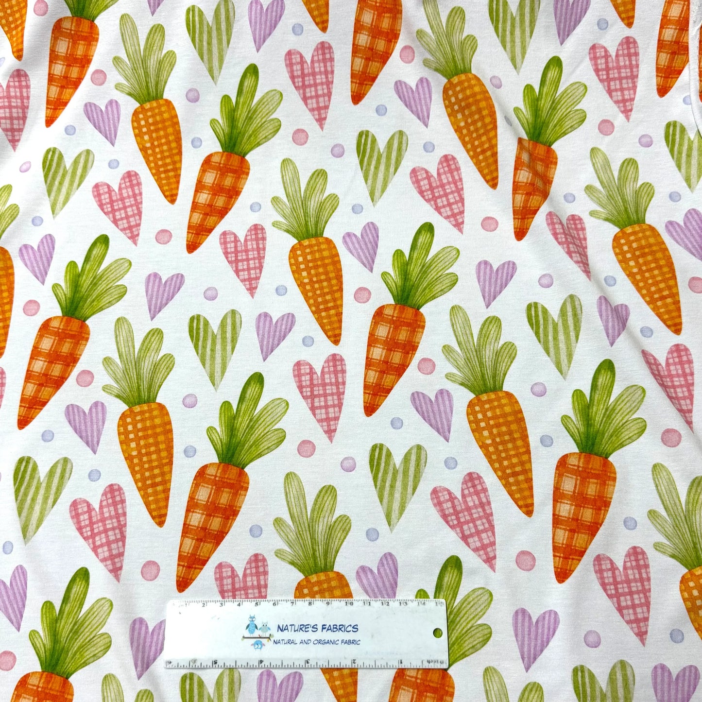 Plaid Carrots on Bamboo/Spandex Jersey Fabric
