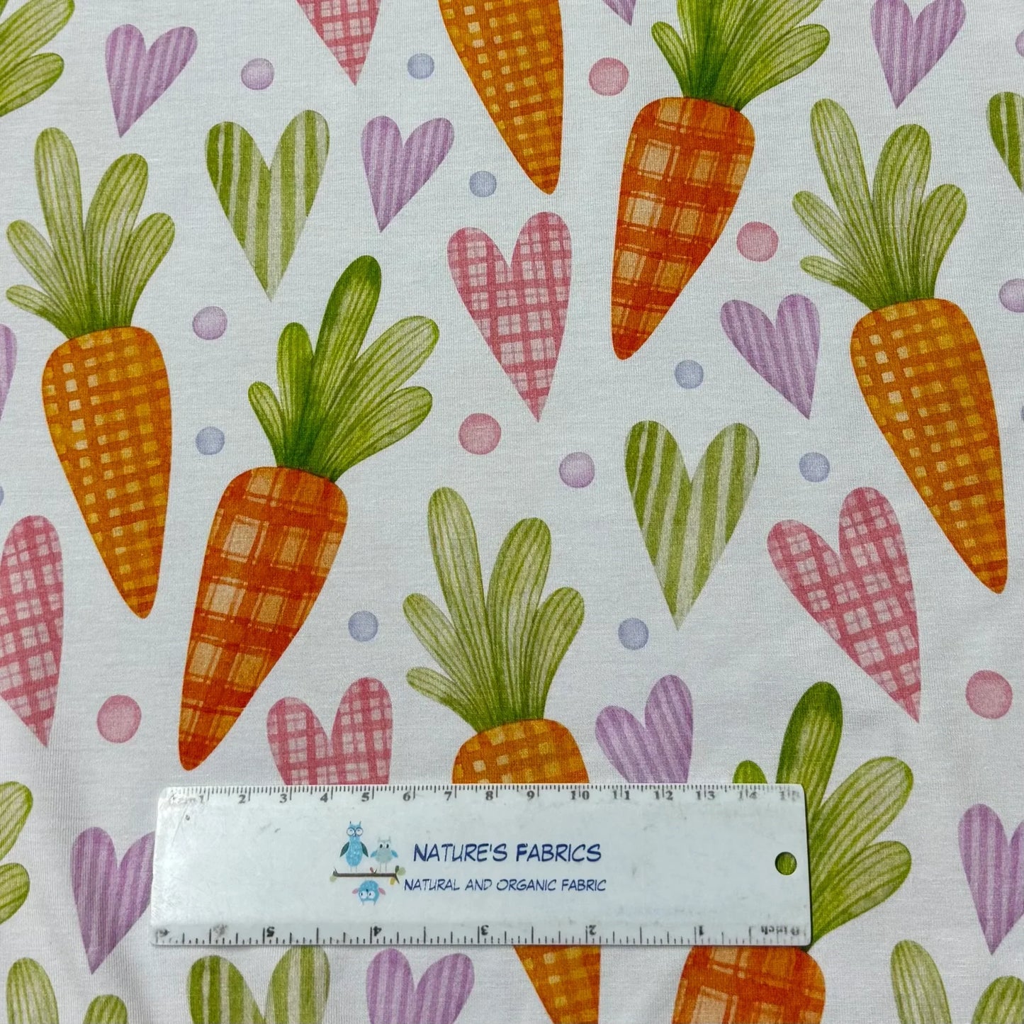 Plaid Carrots on Bamboo/Spandex Jersey Fabric