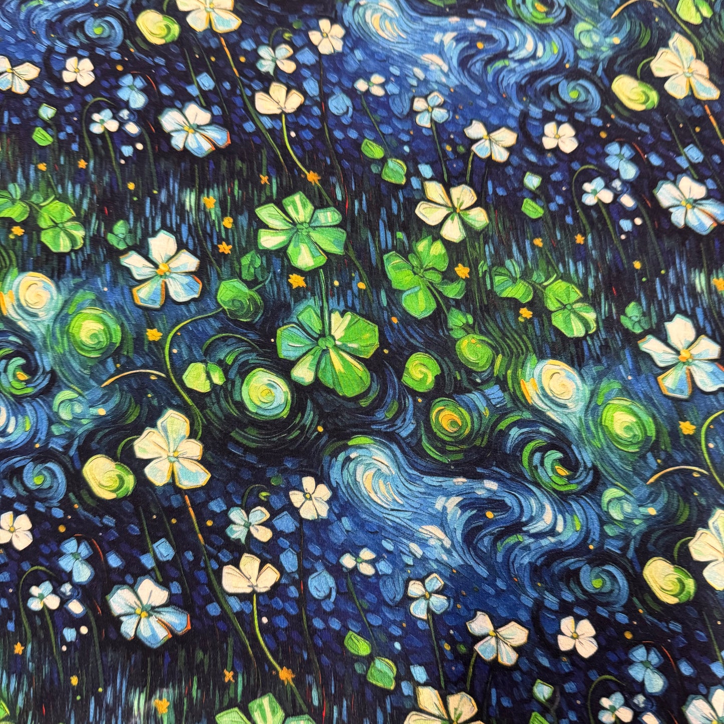 Starry Clover on Bamboo/Spandex Jersey Fabric