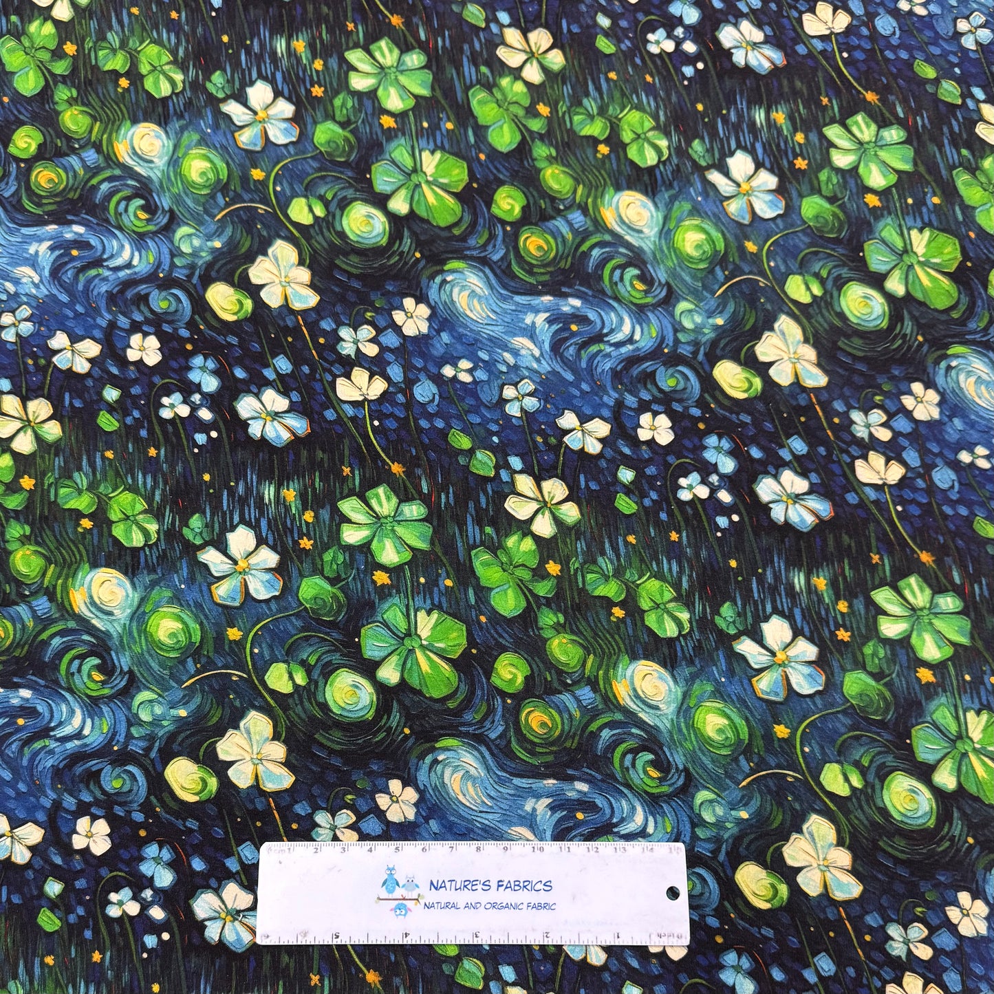 Starry Clover on Bamboo/Spandex Jersey Fabric