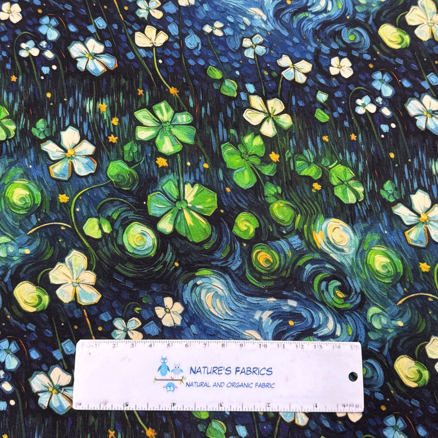 Starry Clover on Bamboo/Spandex Jersey Fabric