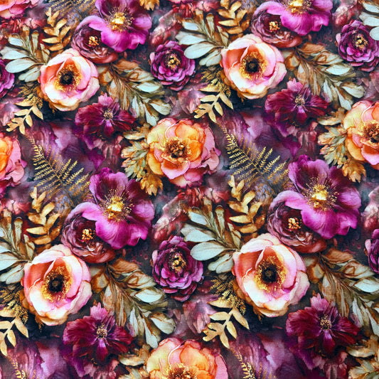 Delicate Hellebores on Bamboo/Spandex Jersey Fabrics