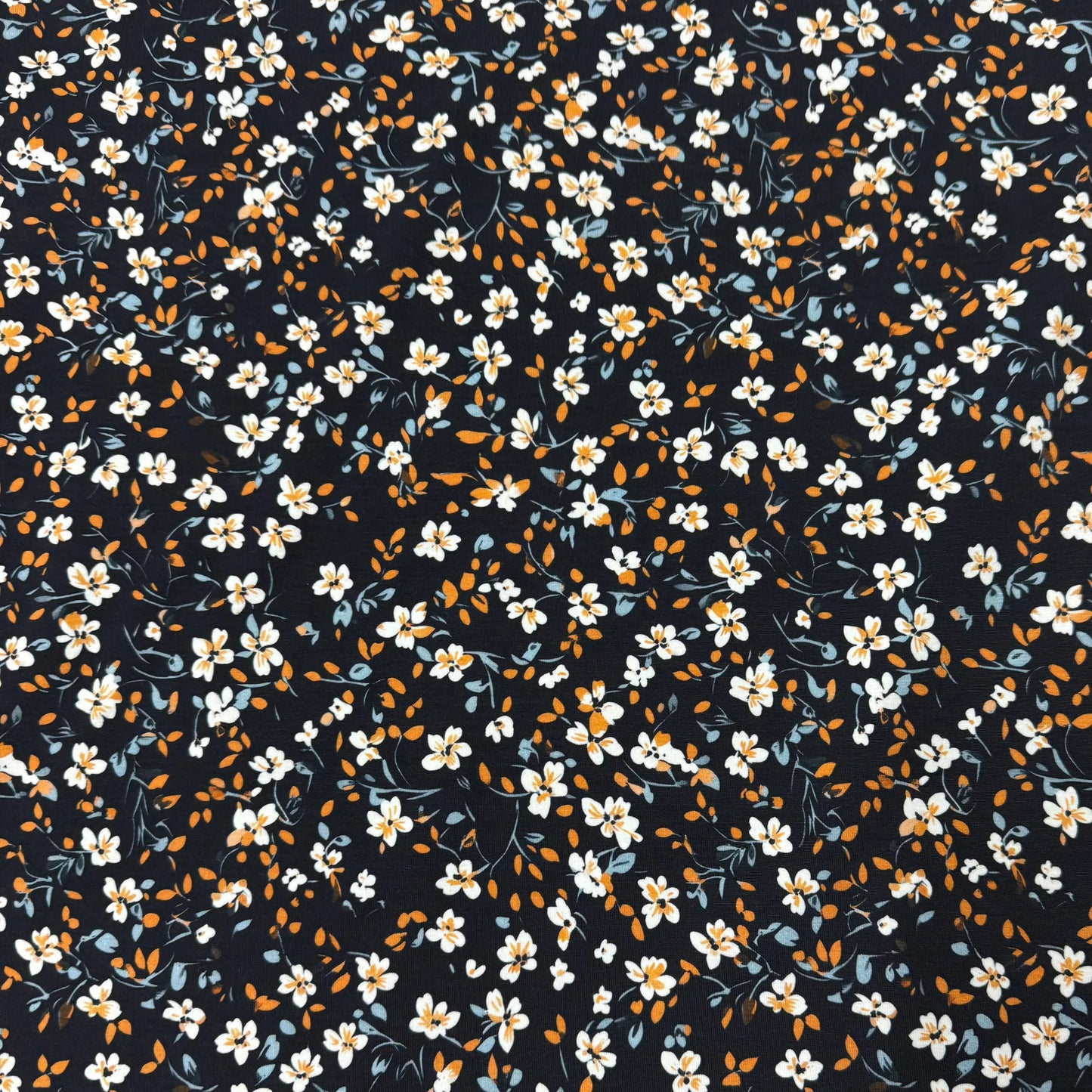 Vintage Floral on Navy Bamboo/Spandex Jersey Fabrics