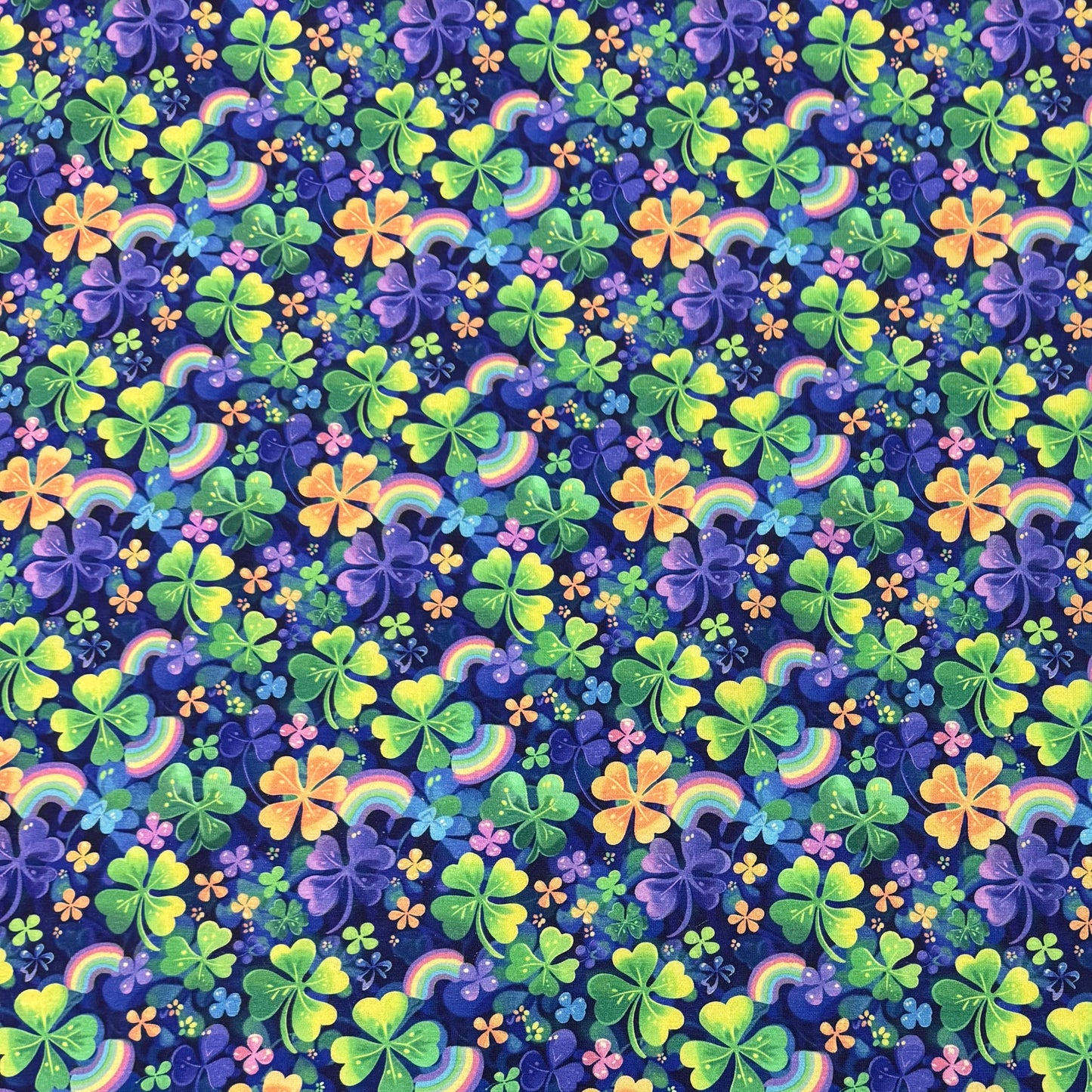 Rainbow Shamrocks on Bamboo/Spandex Jersey Fabric