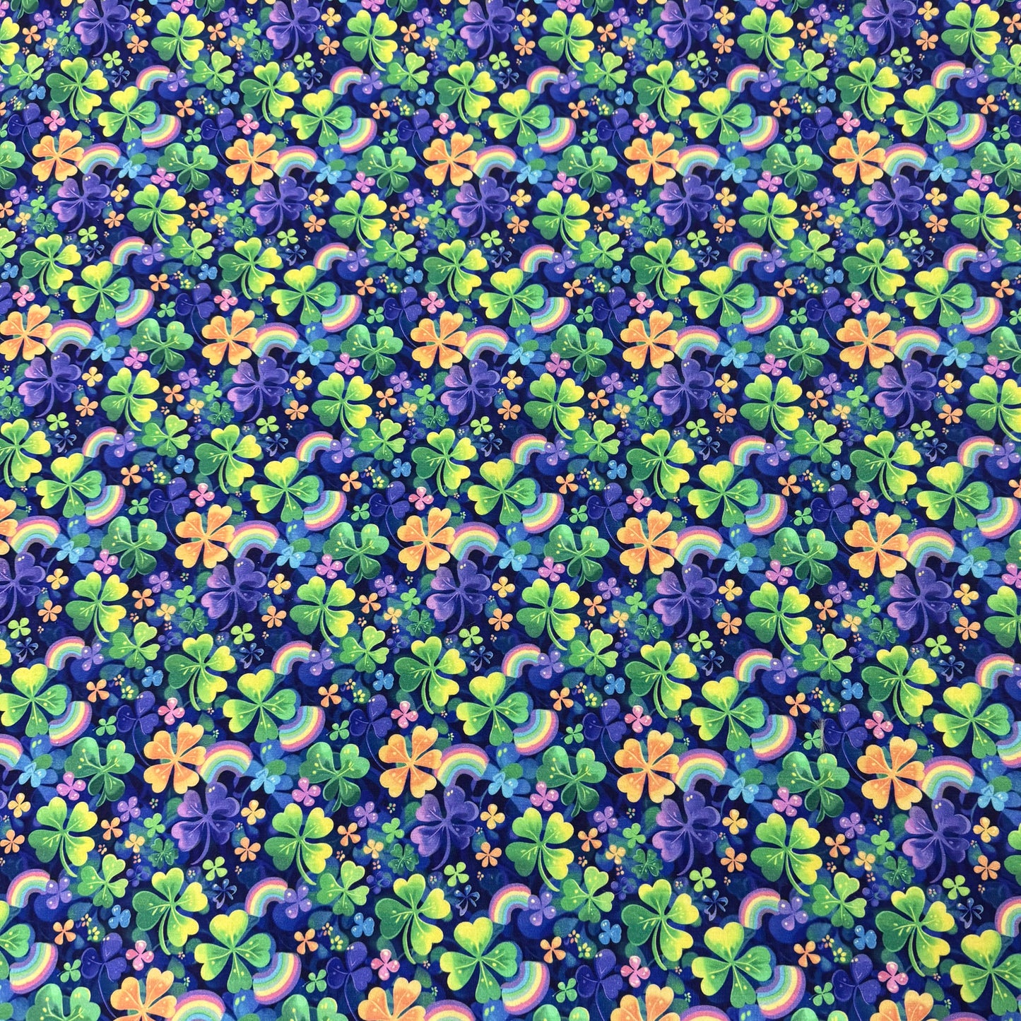 Rainbow Shamrocks on Bamboo/Spandex Jersey Fabric