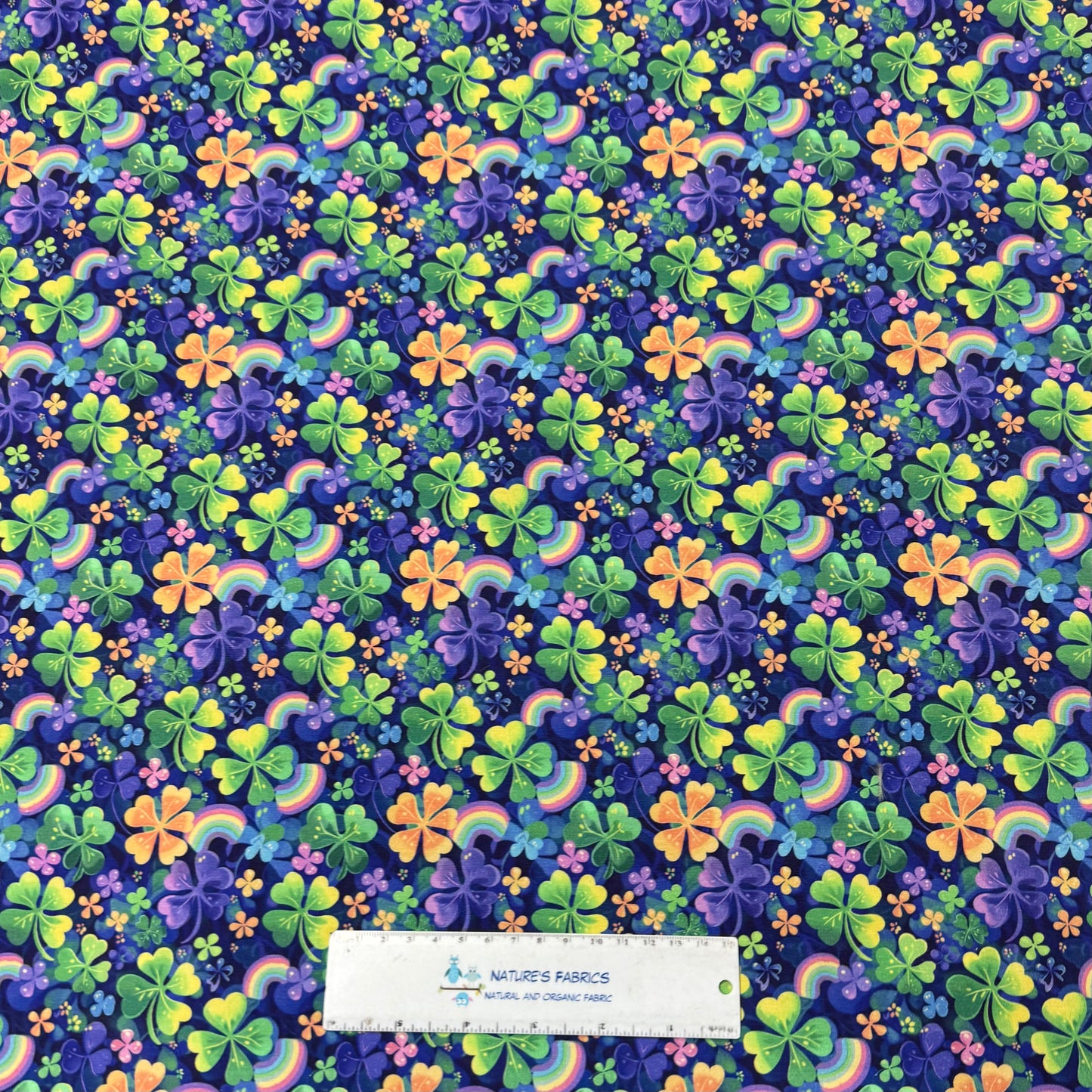 Rainbow Shamrocks on Bamboo/Spandex Jersey Fabric