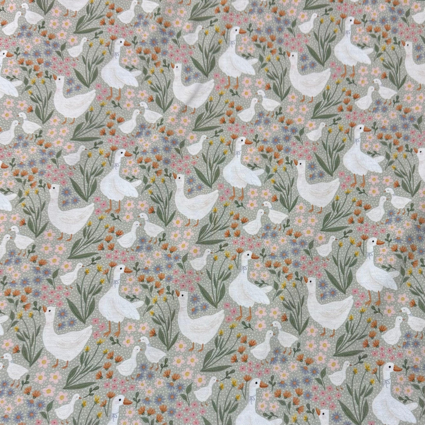 Spring Geese on Bamboo/Spandex Jersey Fabric